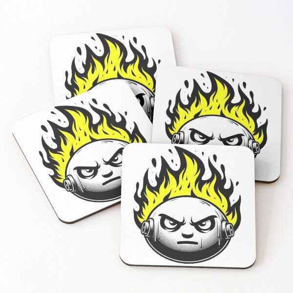Item preview, Cartoon Face on Fire Artistic Yellow designed and sold by Andrew Frelas.