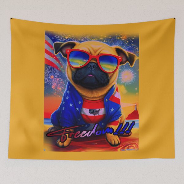 Item preview, Pug HAPPY HOLIDAYS 165 4th of July FREEDOM designed and sold by RedBluffTraders.
