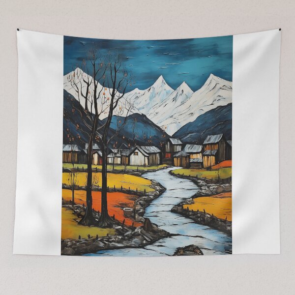 Item preview, Hunza valley travel vintage colorful anime graphics designed and sold by wonderfulpark.