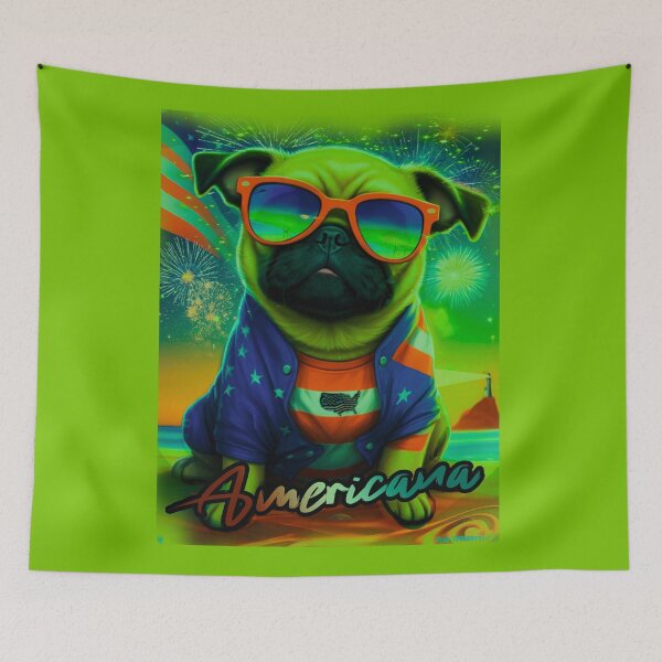 Item preview, Pug HAPPY HOLIDAYS 165 4th of July AMERICANA designed and sold by RedBluffTraders.