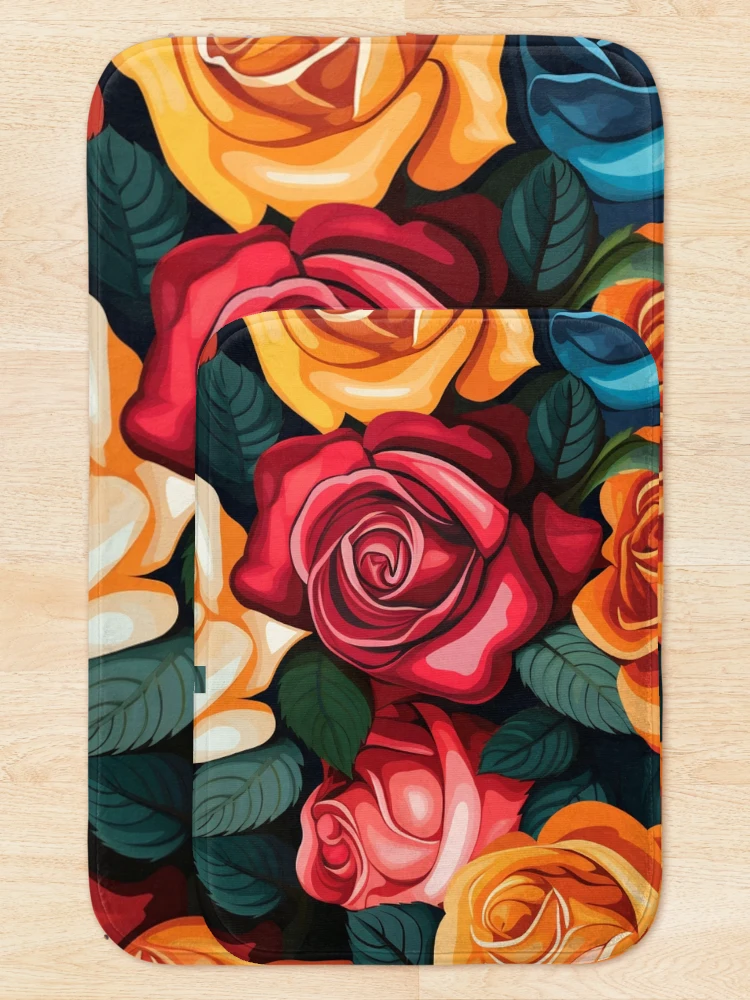 Thumbnail 5 of 6, Bath Mat, Multi Colored Roses designed and sold by Myra365Art.