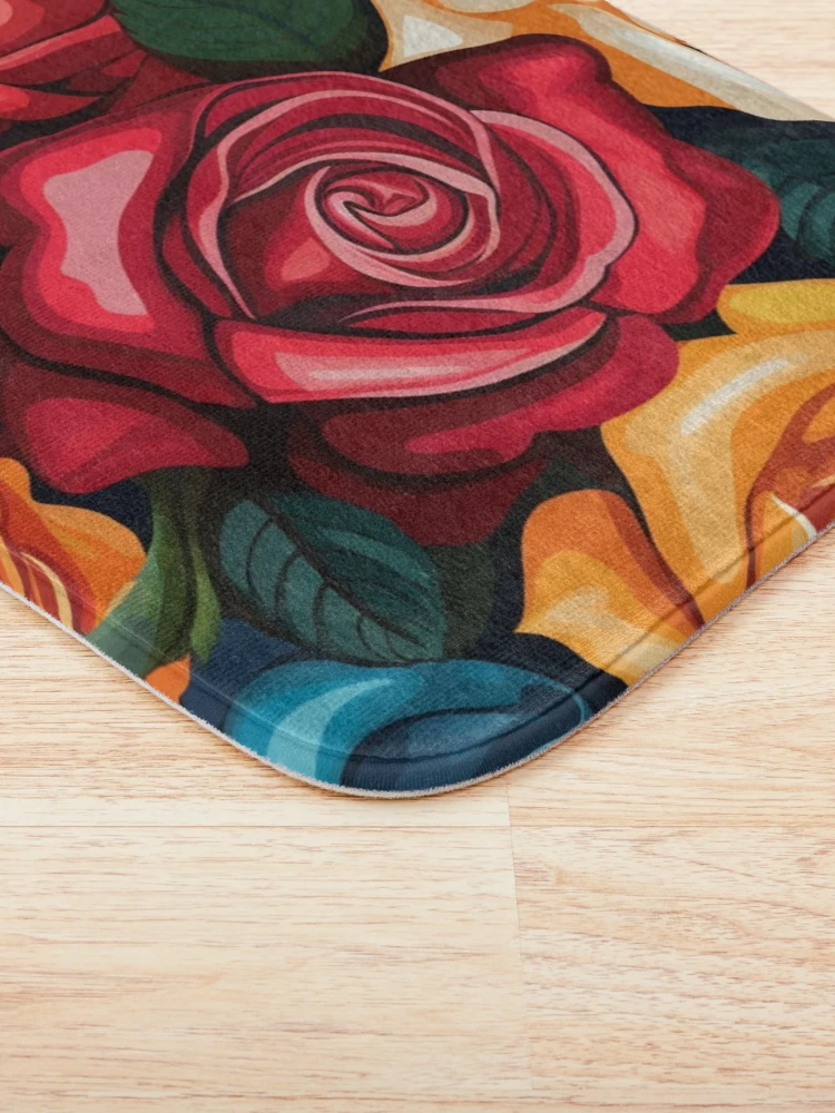 Thumbnail 3 of 6, Bath Mat, Multi Colored Roses designed and sold by Myra365Art.