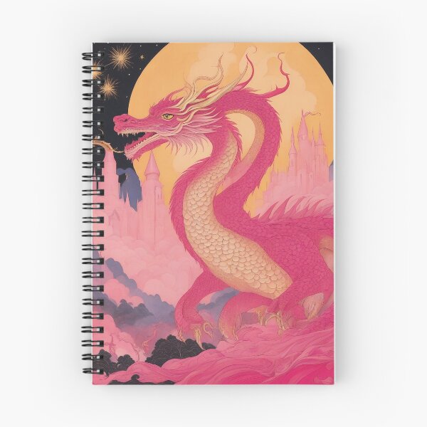 Item preview, Hot pink gold and black grunge. Psychedelic  cosmic fairytale fantasy dragon  designed and sold by madhatdesigns.