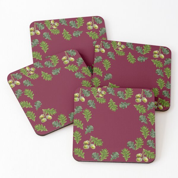 Item preview, Hidden Heart in Oak Leaves Acorns by BeeFoxTree (Crimson) designed and sold by BeeFoxTree.