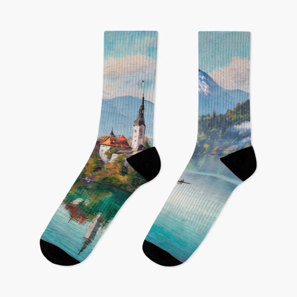 Item preview, Beautifull Bled Lake and Church Slovenia Art Print designed and sold by MakeInShop.
