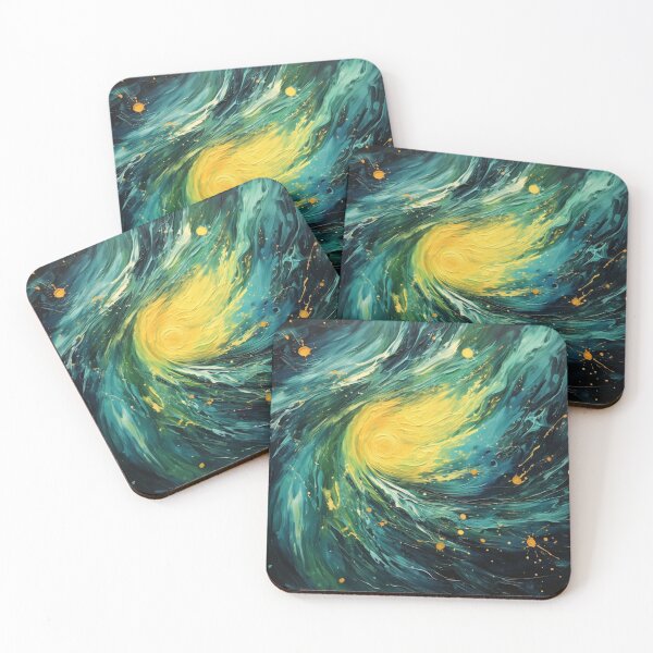 Item preview, Space Comet - Beautiful Turquoise Yellow Space Universe Abstract Painting Gift designed and sold by GrinGalore.