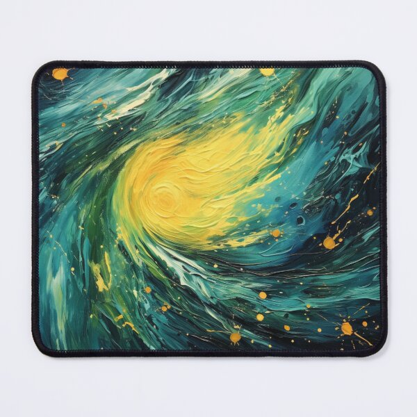 Item preview, Space Comet - Beautiful Turquoise Yellow Space Universe Abstract Painting Gift designed and sold by GrinGalore.