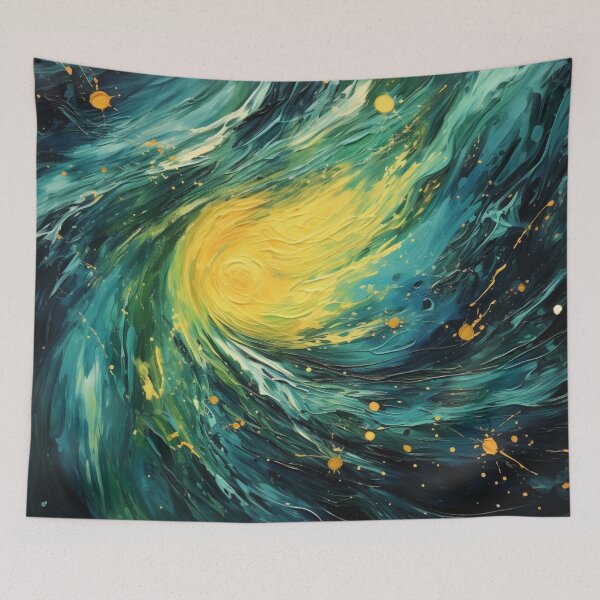 Item preview, Space Comet - Beautiful Turquoise Yellow Space Universe Abstract Painting Gift designed and sold by GrinGalore.