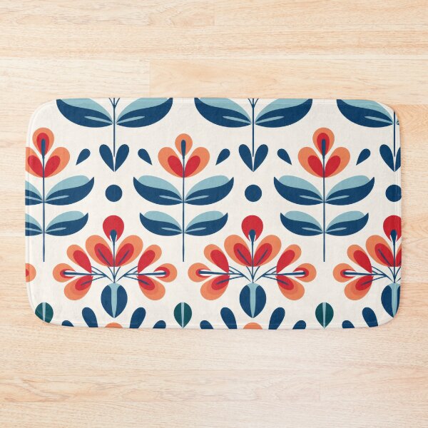 Item preview, Scandinavian Art Aesthetic Flowers in Coral, Navy and Sky Blue #3 designed and sold by EtherealEchoes.