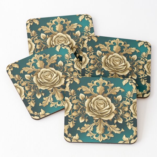 Item preview, Gold Rose Teal and Gold Baroque designed and sold by DesignsByPrnces.