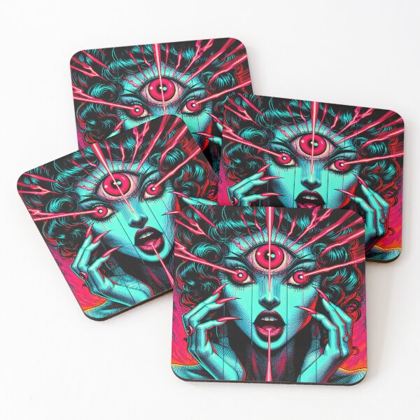 Item preview, Trippy Psychedelic 80's Synthwave Third Eye Visions designed and sold by AIPixelMaster.