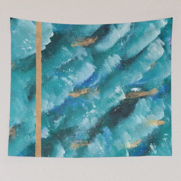 Item preview, Greece Waters, Colored with gold, Acrylic painting  designed and sold by Lunardreams54.
