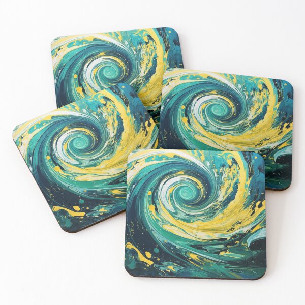 Item preview, Sea Funnel - Beautiful Aquatic Blue Green Yellow Ocean Abstract Painting Gift Decor designed and sold by GrinGalore.