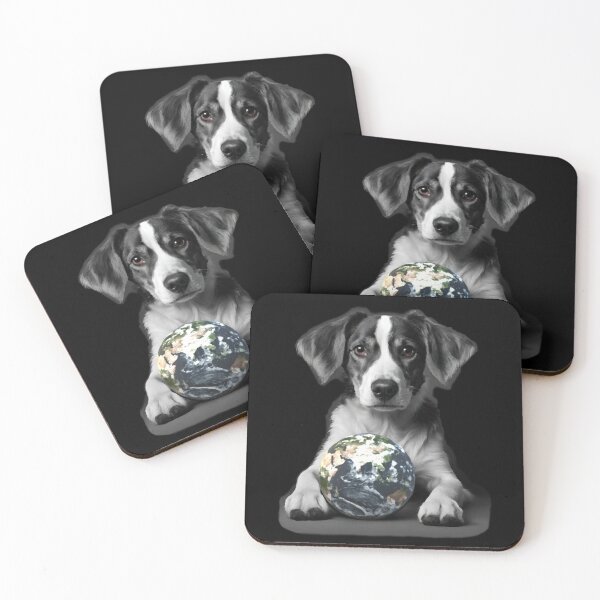 Item preview, A puppy and a colorful Earth ball designed and sold by elleci.