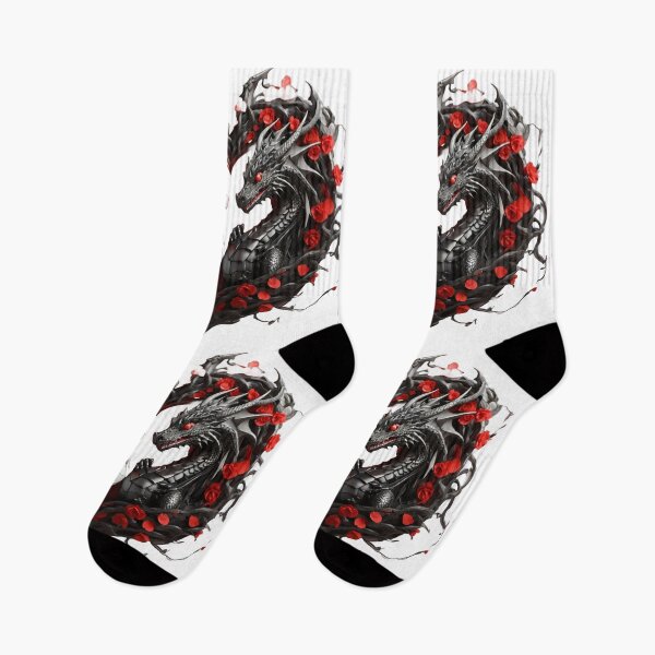 Item preview, White and Black Dragon Duo with Red Roses designed and sold by Cloe Dauplais.