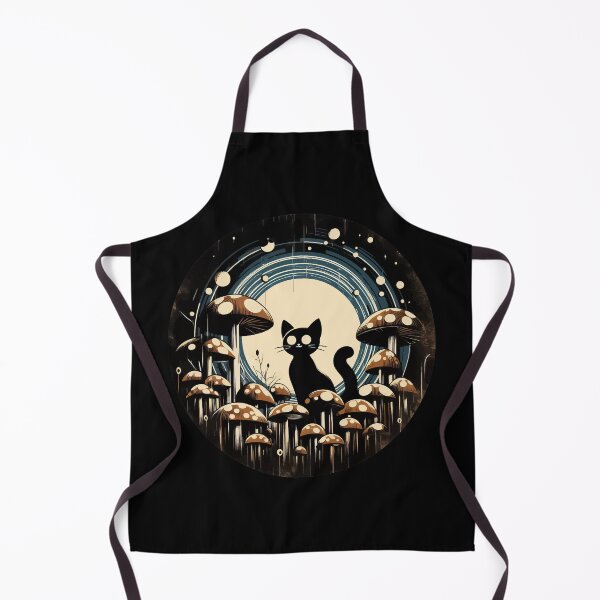 Item preview, Funny Vintage Black Cat in Mushroom Garden designed and sold by TomFrontierArt.