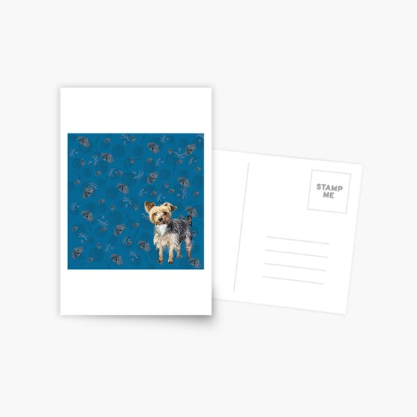 Yorkie on blue Postcard