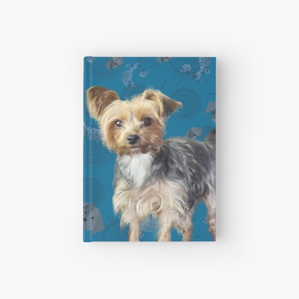 Yorkie on blue Hardcover Journal