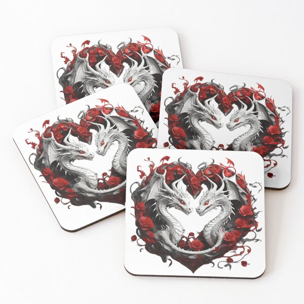 Item preview, White Dragon Duo with Red Roses designed and sold by Cloe Dauplais.