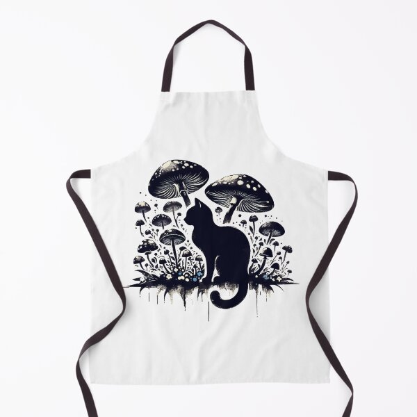 Item preview, Funny Vintage Black Cat in Mushroom Garden designed and sold by TomFrontierArt.