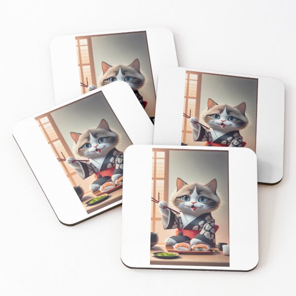 Item preview, biocolor cat eat sushi v39 designed and sold by FenwickDesign99.