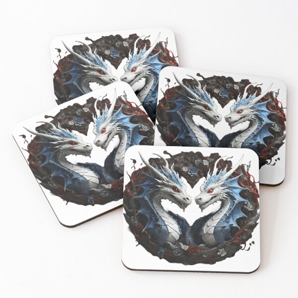 Item preview, Blue and White Dragon Duo with Red Roses designed and sold by Cloe Dauplais.