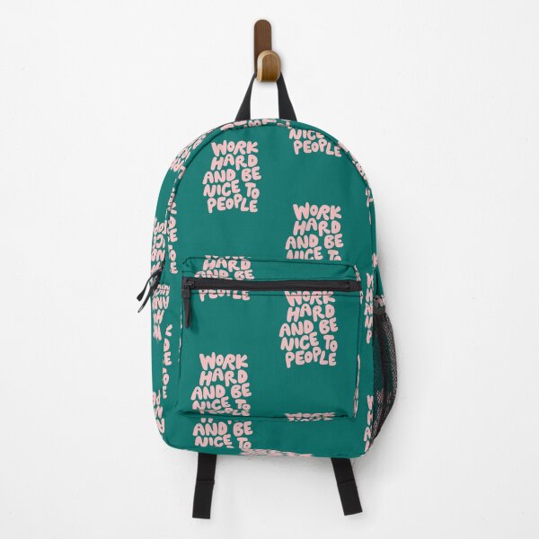 Item preview, Work Hard and Be Nice to People in Green and Peach Pink designed and sold by MotivatedType.