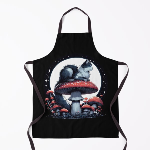 Item preview, Funny Vintage Gray Cat in Mushroom Garden designed and sold by TomFrontierArt.