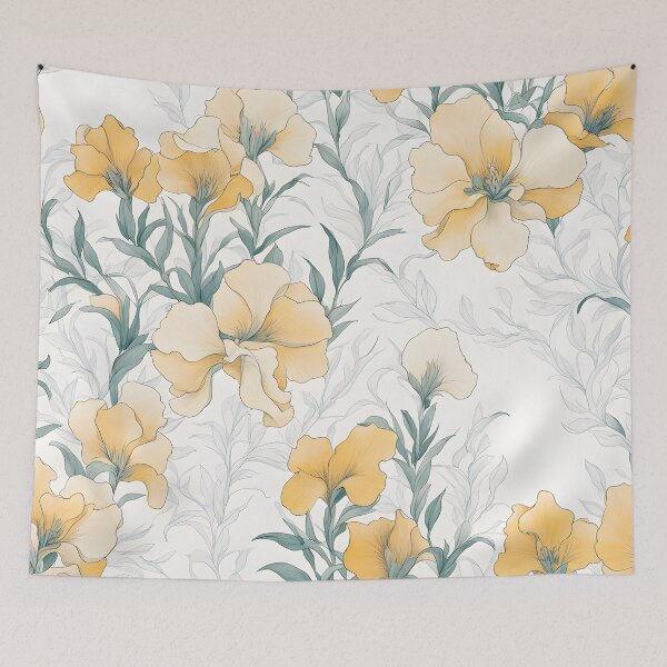 Item preview, Elegarta Design - Art nouveau - Mucha Inspired Art - Vintage White and Yellow SnapdragonFlower designed and sold by Mucha-style-art.