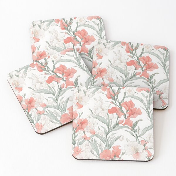 Item preview, Elegarta Design - Art nouveau - Mucha Inspired Art - Vintage White and Red Snapdragon Flower designed and sold by Mucha-style-art.