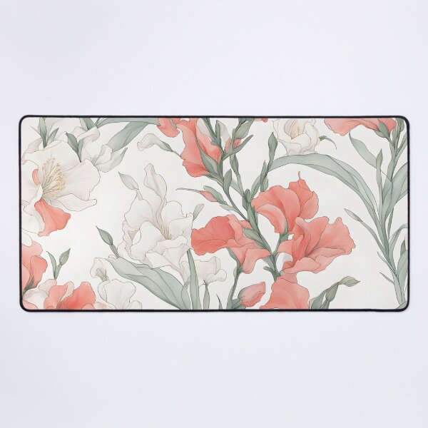 Item preview, Elegarta Design - Art nouveau - Mucha Inspired Art - Vintage White and Red Snapdragon Flower designed and sold by Mucha-style-art.