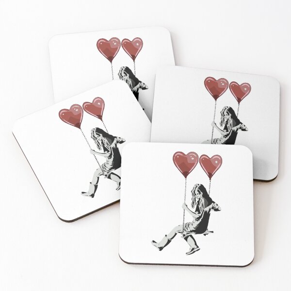 Item preview, Chica Banksy en globos en forma de corazón designed and sold by QuirkByLgnatius.