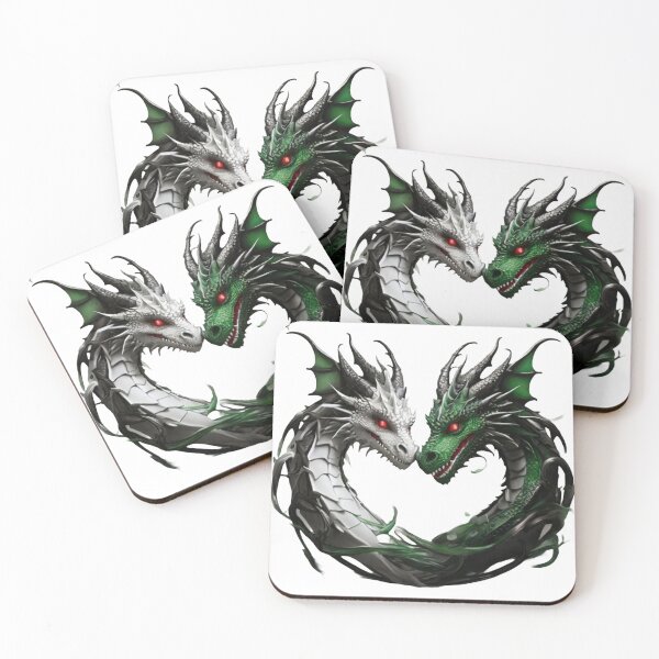 Item preview, White and Green Heart Dragon Duo designed and sold by Cloe Dauplais.