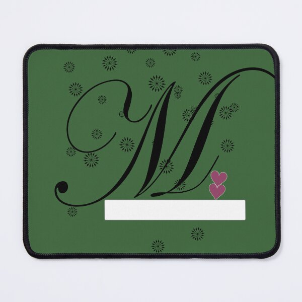 Item preview, Stylized letter design with swirls and snowflake like shapes surrounding it and two pink hearts are placed near the center of design adding a touch of color to the predominantly black and white image designed and sold by Dhamm Jyoti.