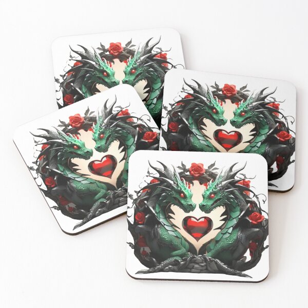 Item preview, Green Dragon Duo with Red Roses designed and sold by Cloe Dauplais.