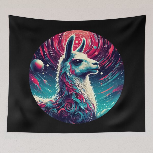 Item preview,  Funny colorful abstract cosmic doodle llama designed and sold by TomFrontierArt.