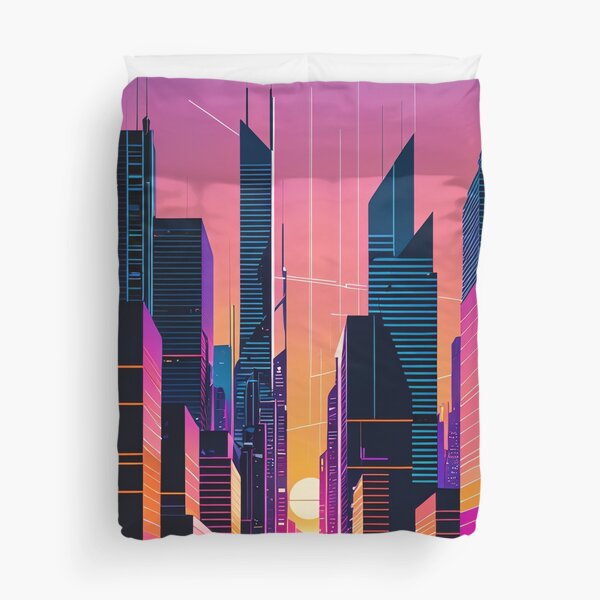 Futuristic Cityscape Glow Duvet Cover