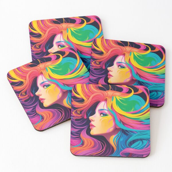 Item preview, Woman's head with long colorful hair designed and sold by HarridanCreates.