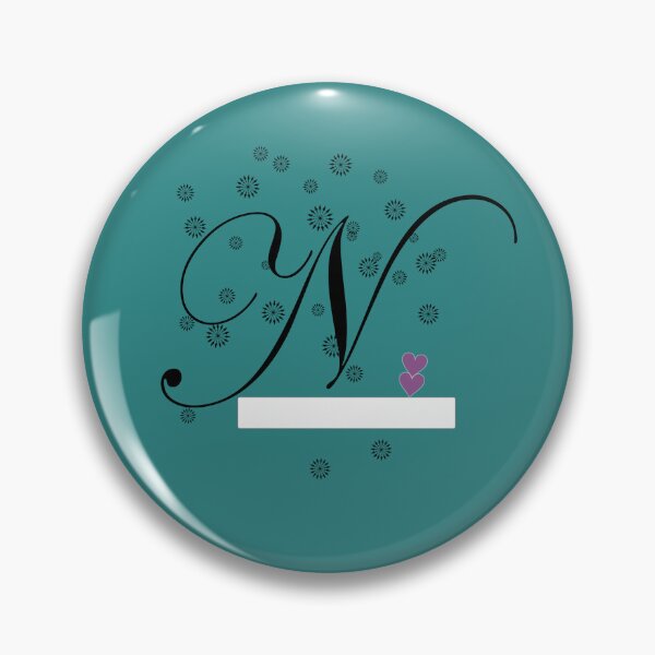 Item preview, Stylized letter design with swirls and snowflake like shapes surrounding it and two pink hearts are placed near the center of design adding a touch of color to the predominantly black and white image designed and sold by Dhamm  Jyoti.