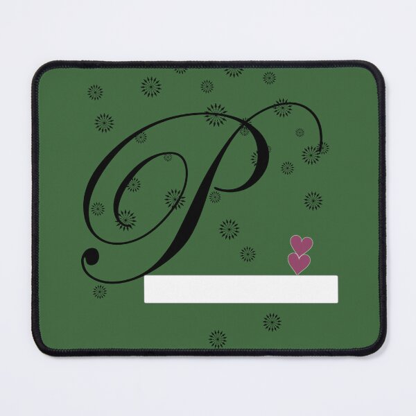 Item preview, Stylized letter design with swirls and snowflake like shapes surrounding it and two pink hearts are placed near the center of design adding a touch of color to the predominantly black and white image designed and sold by Dhamm Jyoti.