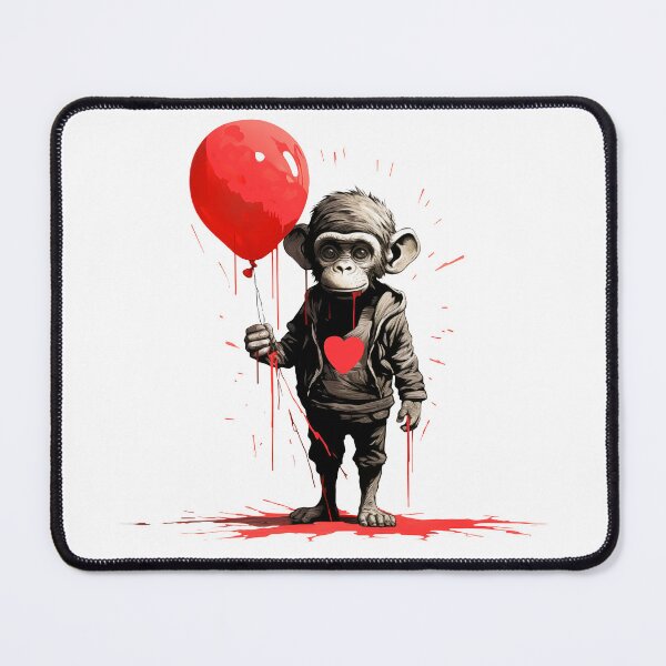 Item preview, Cute baby monkey with love heart holding a balloon designed and sold by OdinsBigBeard.
