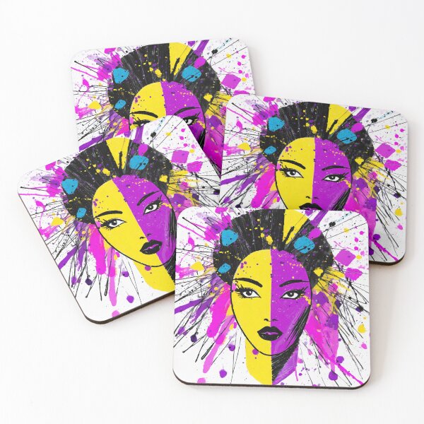 Item preview, Beautifull African Woman With Violet, Pink, Yellow, Blue and Purple designed and sold by MakeInShop.