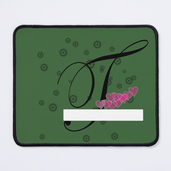 Item preview, Stylized letter design with swirls and snowflake like shapes surrounding it and two pink hearts are placed near the center of design adding a touch of color to the predominantly black and white image designed and sold by Dhamm Jyoti.