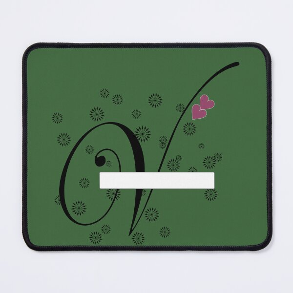 Item preview, Stylized letter design with swirls and snowflake like shapes surrounding it and two pink hearts are placed near the center of design adding a touch of color to the predominantly black and white image designed and sold by Dhamm  Jyoti.