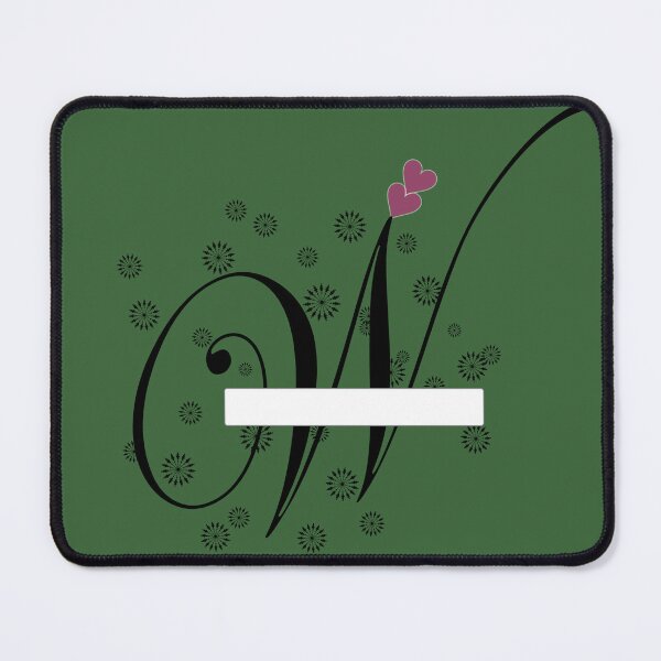 Item preview, Stylized letter design with swirls and snowflake like shapes surrounding it and two pink hearts are placed near the center of design adding a touch of color to the predominantly black and white image designed and sold by Dhamm Jyoti.