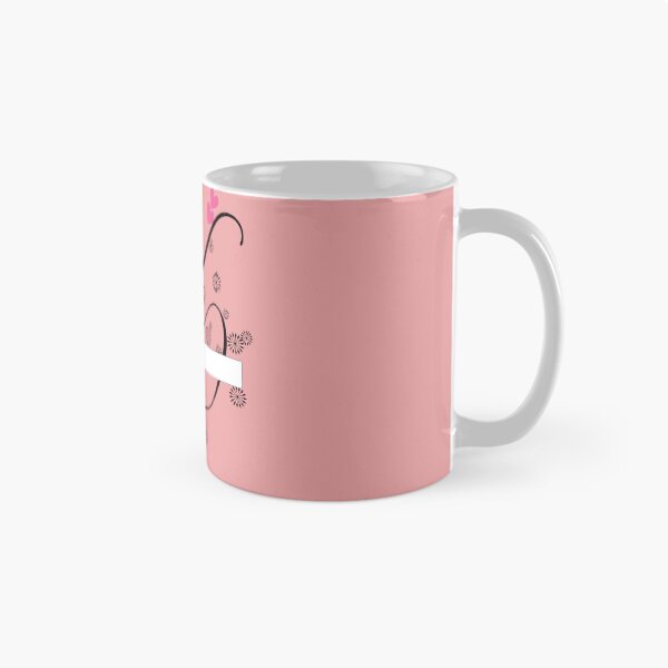 Item preview, Stylized letter design with swirls and snowflake like shapes surrounding it and two pink hearts are placed near the center of design adding a touch of color to the predominantly black and white image designed and sold by Dhamm  Jyoti.