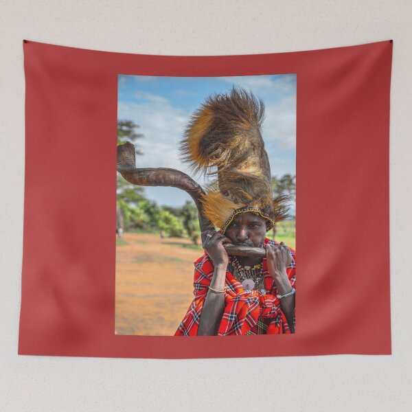 Item preview, Kenya. Maasai Mara National Reserve. Maasai Man Blowing the Horn. designed and sold by vadim19.