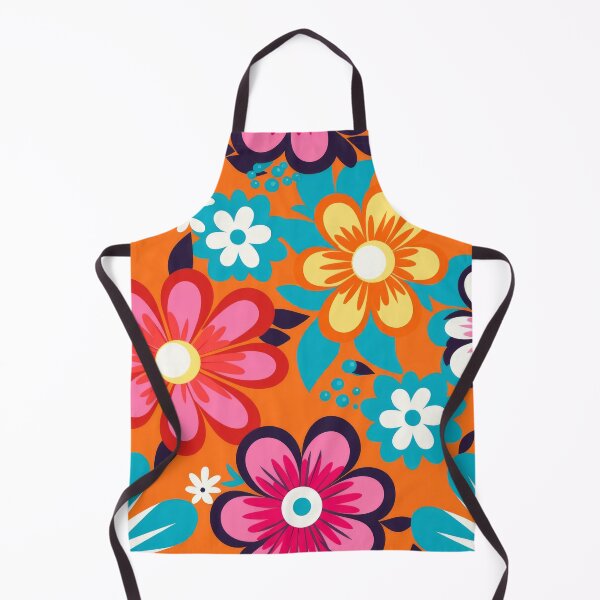 Item preview, Psychedelic Vibrant 60s Retro Flowers in Orange, Pink and Turquoise designed and sold by EtherealEchoes.