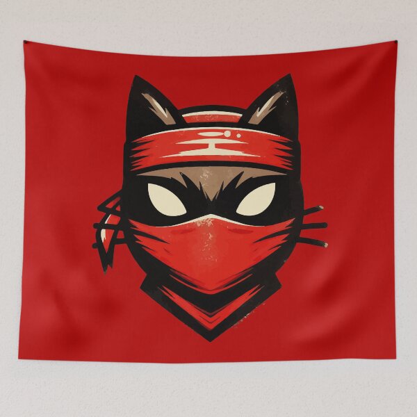 Aperçu de l'œuvre Cool Ninja Cat Style vintage rétro japonais créée et vendue par TomFrontierArt.
