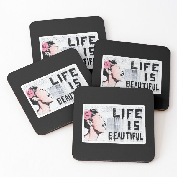 Item preview, Life is Beautiful wall mural Banksy street graffiti art designed and sold by QuirkByLgnatius.